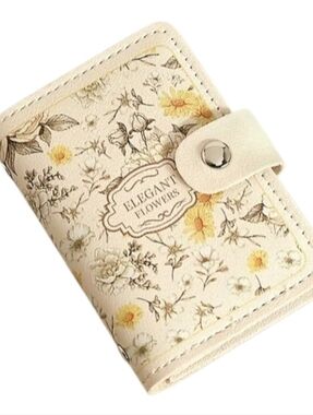 Vintage Floral Card Holder Wallet With Snap Closure RFID Yellow NWT